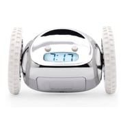 Clocky alarm clock on wheels - Chrome