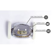 Clocky alarm clock on wheels - Chrome