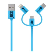 Juice Round 3 In1 Lightning Micro USB USB-C Cable 1m Black