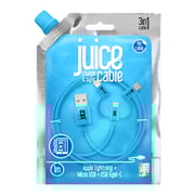 Juice Round 3 In1 Lightning Micro USB USB-C Cable 1m Black