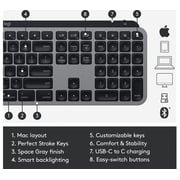 Logitech 920-009558 MX Keys Advanced For Mac Wireless Illuminated Keyboard Black