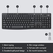 Logitech MK295 Wireless Keyboard + Mouse Combo Black English/Arabic