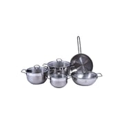 Falez 9 Piece Alfa Non-Stick Stainless Steel Cookware Set Silver Color