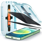 واقي الشاشة المصغر من سبايجن جلاستر للخصوصية اي زي فيت [عبوة من قطعتين] مصمم لجهاز iPhone 12 من الزجاج المقسى الفاخر