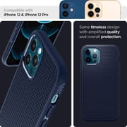 حافظة سبيجين ليكويد اير مصمم لهاتف iPhone 12/12 Pro (6.1 بوصة) - أزرق داكن