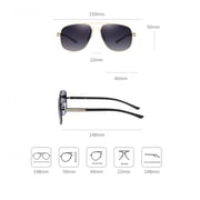 Nalanda Men's Classic Polarized Aviator Sunglasses With UV400 HD Lens Square Metal Frame, Double Bridges Glasses For Outdoor Travel Driving Daily Use Etc.(Gold & Grey-2030)