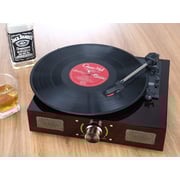 LuguLake Vinyl Record Player, Turntable with Stereo 3-Speed, Record Player, and RCA Output, Vintage Phonograph with Retro Wooden Finish (Matt Finish)