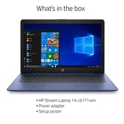 HP Stream 14-cb171wm Laptop - Celeron 1.1GHz 4GB 64GB Shared Win10 14inch HD Blue English Keyboard