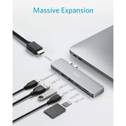 Anker A8371 7-in-1 USB Hub GRY+A8612 Type-C To Lightning Cable WHT