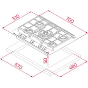 TEKA 70cm GZC 75330 Gas on Glass White Hob with ExactFlame function of natural gas