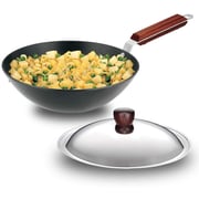 Hawkins Futura Hard Anodised Deep-Fry Pan (Kadhai) Flat Bottom With Steel LID, 2.5 Litres, Black
