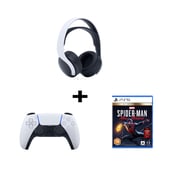Sony PlayStation Pulse 3D Wireless Headset for PS5 White+ DualSense Wireless Controller+ Spider-Man: Miles Morales - Ultimate Edition (PS5)