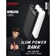 Sonilex Slim Power Bank (SL-PB27) w/Dual Usb Port / 12000mAh Battery