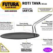 Hawkins Futura Hard Anodised Roti Tawa Induction Compatible Base, 26cm, 4.88mm Thick, Black