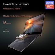 Asus ZenBook Flip S Laptop - 11th Gen Core i7 16GB 1TB Shared Win10 13.3inch 4K UHD Jade Black English/Arabic Keyboard UX371EA HL003T (2020) Middle East Version