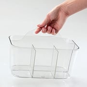 Mdesign Plastic Cutlery Storage Organizer Caddy Bin - Tote With Handle - Kitchen Cabinet Or Pantry - Basket Organizer For Forks, Knives, Spoons, Napkins - Indoor Or Outdoor Use, Small - Clear