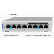 Ubiquiti Unifi 60W 8 Ports Switch 4 GbE RJ45 Ports 4 GbE 802.3af PoE RJ45 Ports Grey