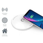 Cygnett Power-Base Qi 10W Wireless Desk Fast Charging, Sleek Design with Non-Slip Charging Surface - Compatible with Smartphone, AirPods & AirPods Pro - White