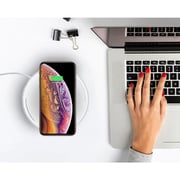 Cygnett Power-Base Qi 10W Wireless Desk Fast Charging, Sleek Design with Non-Slip Charging Surface - Compatible with Smartphone, AirPods & AirPods Pro - White