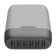 MiLi Charger Station II 30W [6-Port Ouput [6 USB-A Ports] [Quick Charge] Power Delivery [AC100-240V Universal Voltage; 50-60Hz] - [Smartphones, Notebook, Tablets, GPS, Action Cams, New MacBook] - Grey