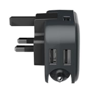 MiLi Travel & Car Charger Universal Multi-Purpose [Fast Charger 3.1A] [3 USB Output] Travel & Car Charger in One [US/UK/EU/AU Plugs Inside] - Compatible with all USB Powered Digital Devices - Grey