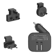 MiLi Travel & Car Charger Universal Multi-Purpose [Fast Charger 3.1A] [3 USB Output] Travel & Car Charger in One [US/UK/EU/AU Plugs Inside] - Compatible with all USB Powered Digital Devices - Grey