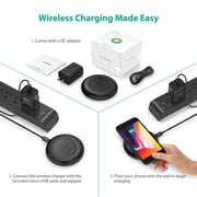 RAVPower QC3.0 10W Fast Wireless Charging Pad - Black, 2724528830472