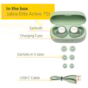 Jabra Elite Active 75t Earbuds – Active Noise Cancelling True Wireless Life for Calls and Music – Mint