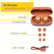 Jabra Elite Active 75t Earbuds – Active Noise Cancelling True Wireless Life for Calls and Music – Sienna