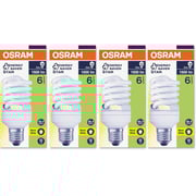 Osram Duluxstar Mini Twist Compact fluorescent integrated, Spiral Shape 23 Watt Screw - Base- E27, 1600 lm (Pack of 4) -Warm White