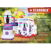 STARGOLD 600 Watts Mixer Grinder with 3 Stainless Steel Liquidising, Dry Grinding and Chutney Jar, Multi-Purpose Dry Wet Grinder for Masala, Spices, Nut Butters, Chutneys & More – Purple