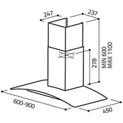 Baumatic BMECH6WGLSS-2 60CM Curved Glass Wall Mounted Hood