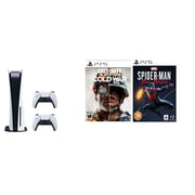 Sony PlayStation 5 (CD Version) Console White With extra controller and Games (Spiderman miles and morals + Call Of Duty Cold War)