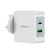 Momax UM8 USB-C PD Charger + QC 3.0 USB Fast Wall Charger Adapter White-UM8UKW