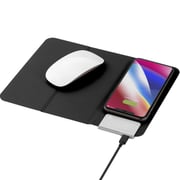 MOMAX Q.Mouse Pad Foldable Mat With [10W] Built-in Qi Certified Universal Fast Wireless Charger Black