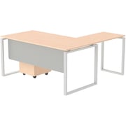 Mahmayi Carre 5114L Modern Workstation Desk Thickness Top Mdf Board Contemporary Look Office Table With 3 Mobile Storage -W140Cms X D160Cms X H75Cms (Oak)