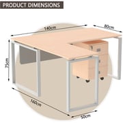 Mahmayi Carre 5114L Modern Workstation Desk Thickness Top Mdf Board Contemporary Look Office Table With 3 Mobile Storage -W140Cms X D160Cms X H75Cms (Oak)
