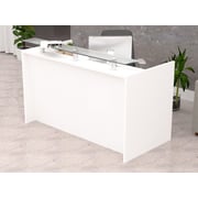 Mahmayi Harrera R06-14 Modern Reception Desk with Lockable 3 Drawer Filing Cabinet - White