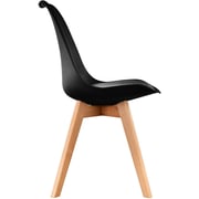 Mahmayi Eames Dining Plastic Chair Beech Wooden Legs with Pu Leather Seat-Black