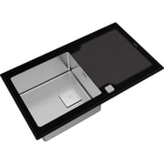 TEKA Inset Glass Sink With One Bowl And One Drainer Diamond Rs15 1B 1D