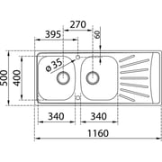 TEKA Inset Reversible Sink With Matt Finish Two Bowls And One Drainer Starbright 80 E-Xn 2B 1D