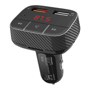 Promate Bluetooth V5.0 Car FM Transmitter, Wireless Radio Adapter Hands-Free Car Kit with Ultra-Fast Quick Charge 3.0 Port SmarTune-2+