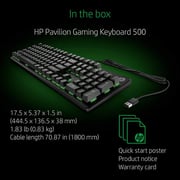 HP Pavilion Gaming Keyboard 500, Mechanical keyboard, Wired USB, RGB Backlighting, Black - 3VN40AA