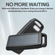 Promate Solar Power Bank Portable Charger, Universal Outdoor 15000mAh Large Capacity Dual USB SolarBank-15 Black