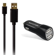 Promate 3.1A Dual USB Port Car Charger with Micro-USB Sync and Charger Cable, CarKit-M