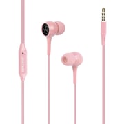 Promate 3.5mm Wired Earphones with Mic, Tangle-Free Cord and Noise-Cancellation, Bent Pink