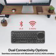 Promate 2.4Ghz Wireless/Bluetooth v5.0 Keyboard with Touchpad Mouse and IR TV Controller, KeyPad-1 A / E