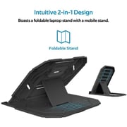 Promate Foldable Laptop/Smartphone Riser Stand Black