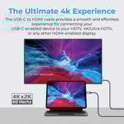 Promate USB-C to HDMI Cable (Thunderbolt 3) with built-in 60W USB-C PD Port, 4K Video, HDMI-PD60