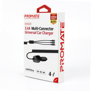 Promate 3 In 1 Car Charger Black